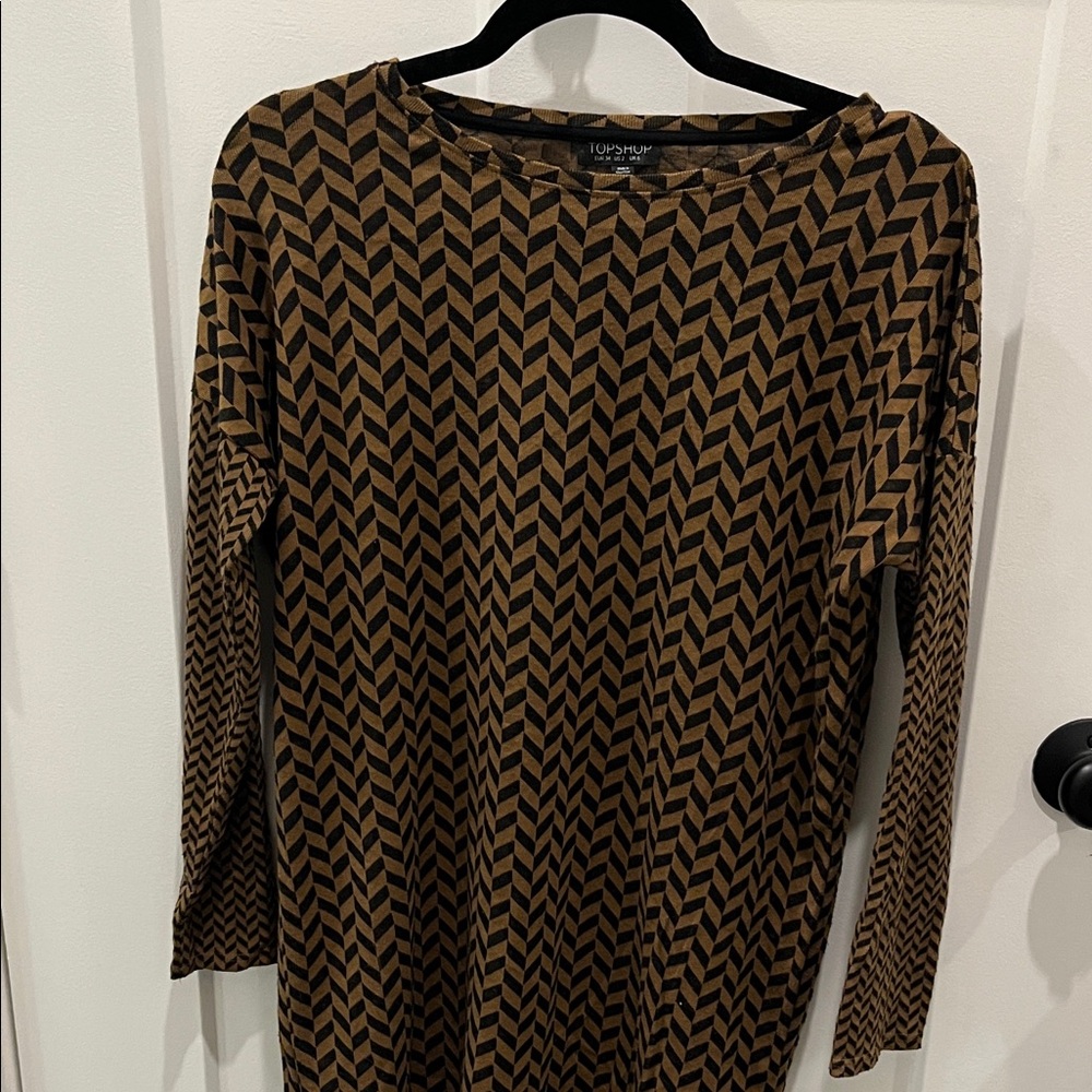 Topshop Brown and Black Mini Dress